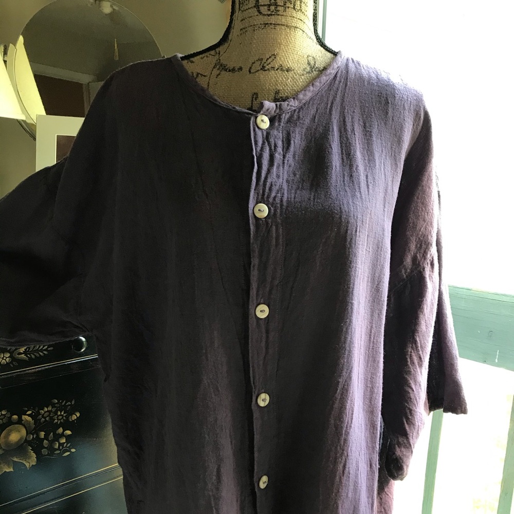 Purple tunic top - button front XL